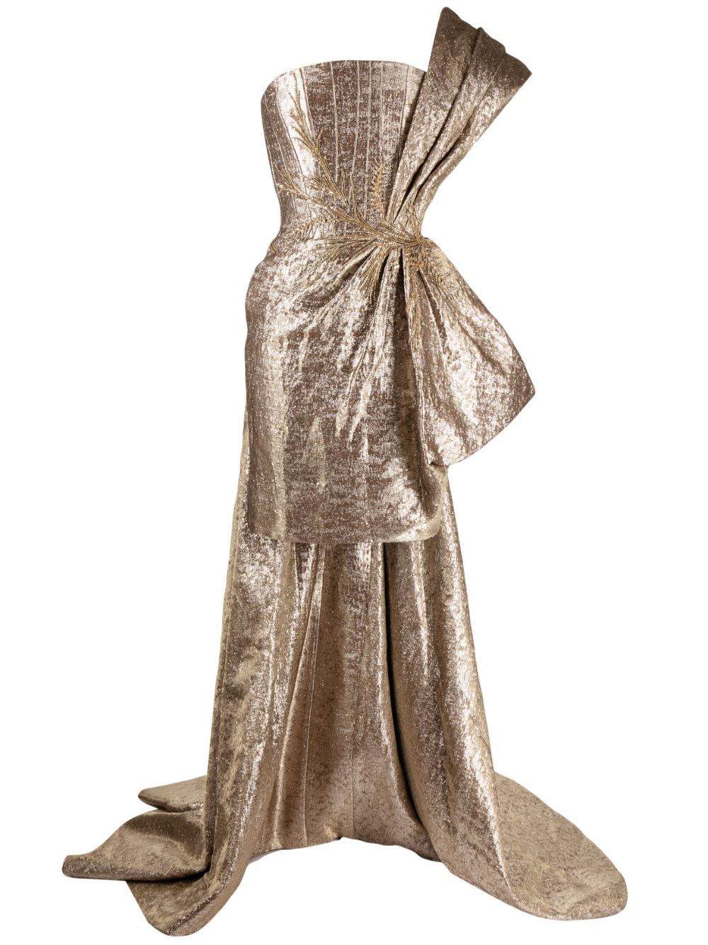 Saiid Kobeisy Metallic-effect Brocade Mini Dress In Gold