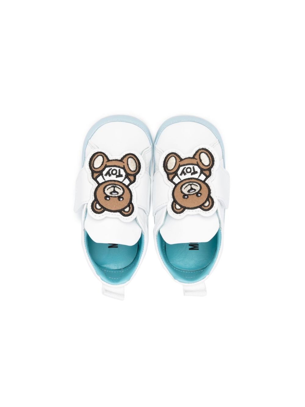 Shop Moschino Logo-patch Sheepskin Sneakers In White