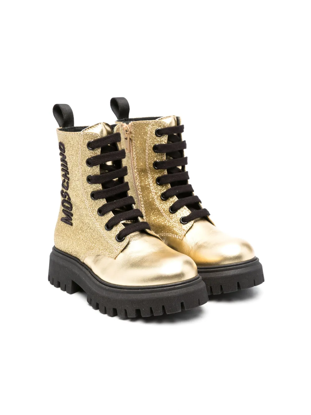 gold combat boots
