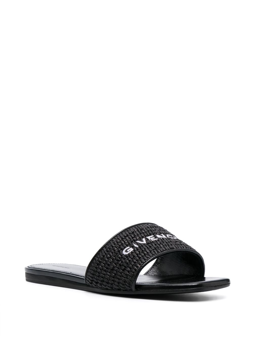 Shop Givenchy 4g Woven-raffia Flat Mules In Black