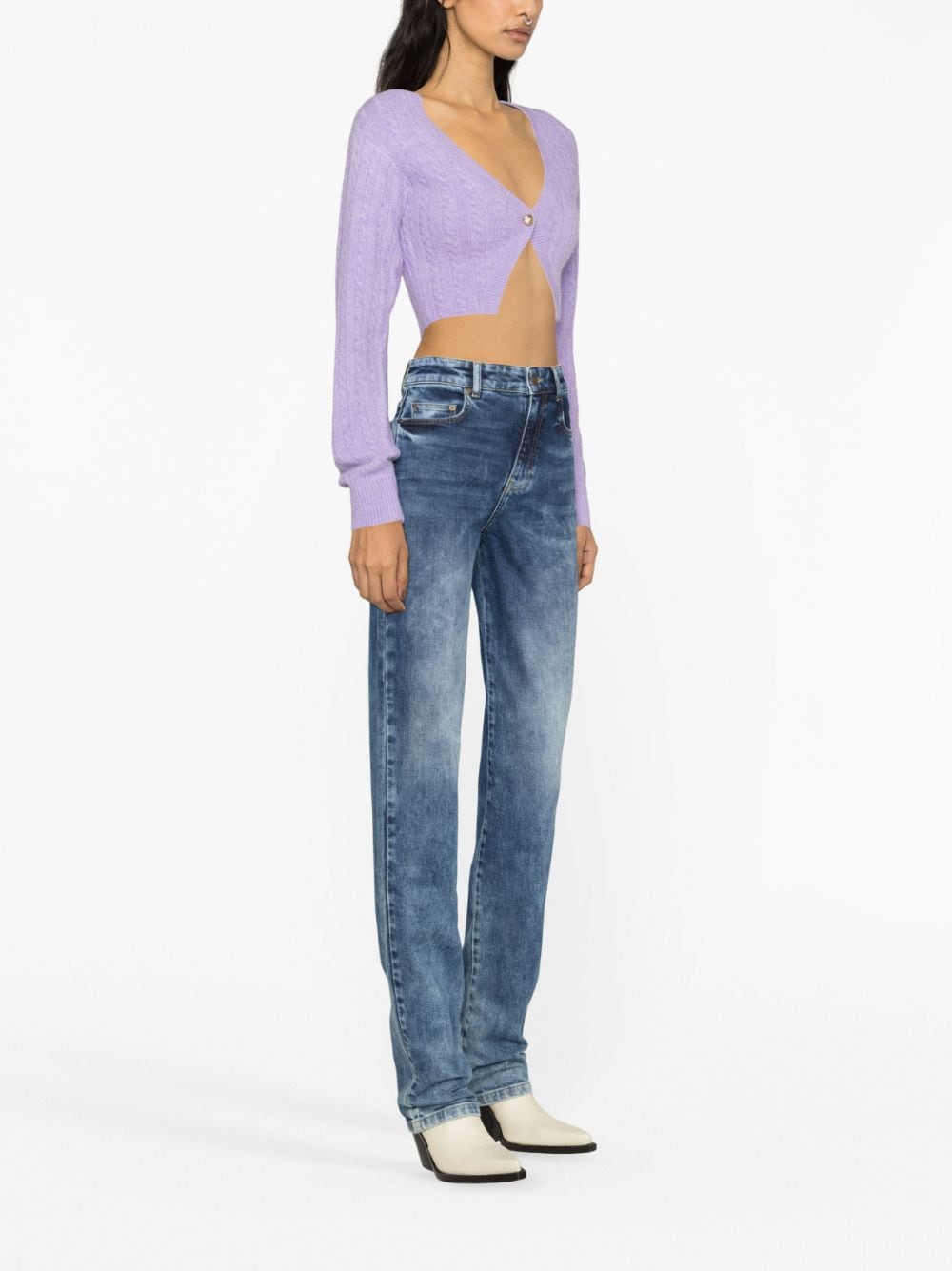 Shop Chiara Ferragni Logo-embroidered Straight-leg Jeans In Blue