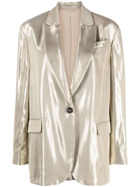 Brunello Cucinelli metallic single-breasted blazer
