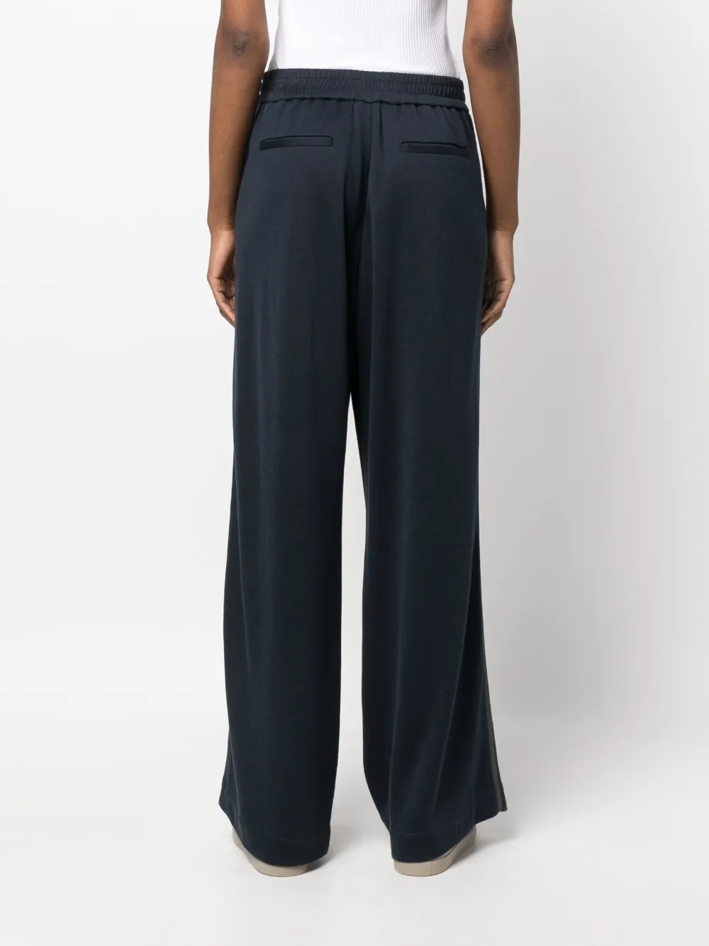 Brunello Cucinelli Monili Embellished Wide-leg Trousers In Blue