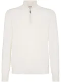 Brunello Cucinelli funnel-neck cashmere polo shirt - White