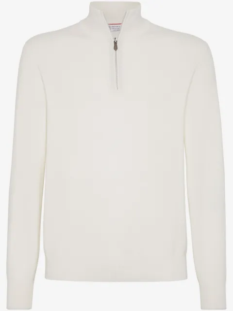 Brunello Cucinelli playera tipo polo de cachemira con cuello alzado
