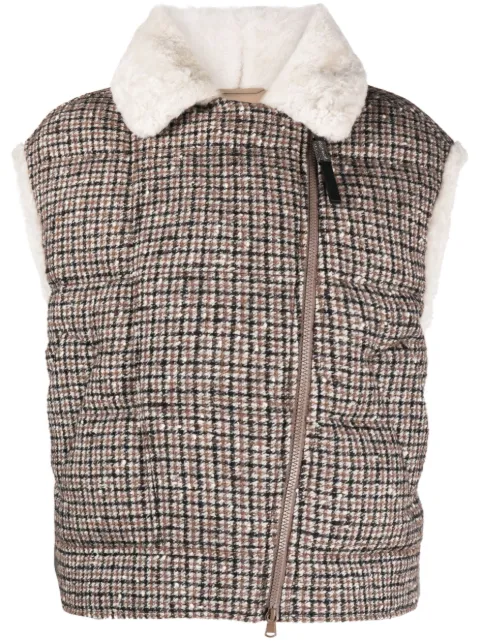 Brunello Cucinelli check-print goose-down gilet