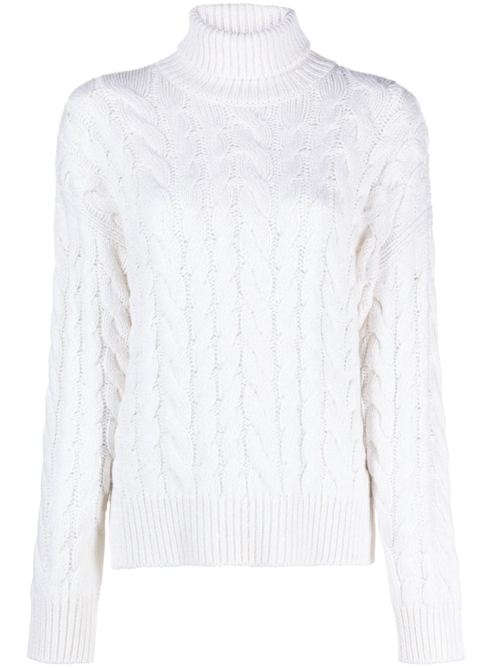 Brunello Cucinelli Cable-knit Cashmere-silk Jumper In White