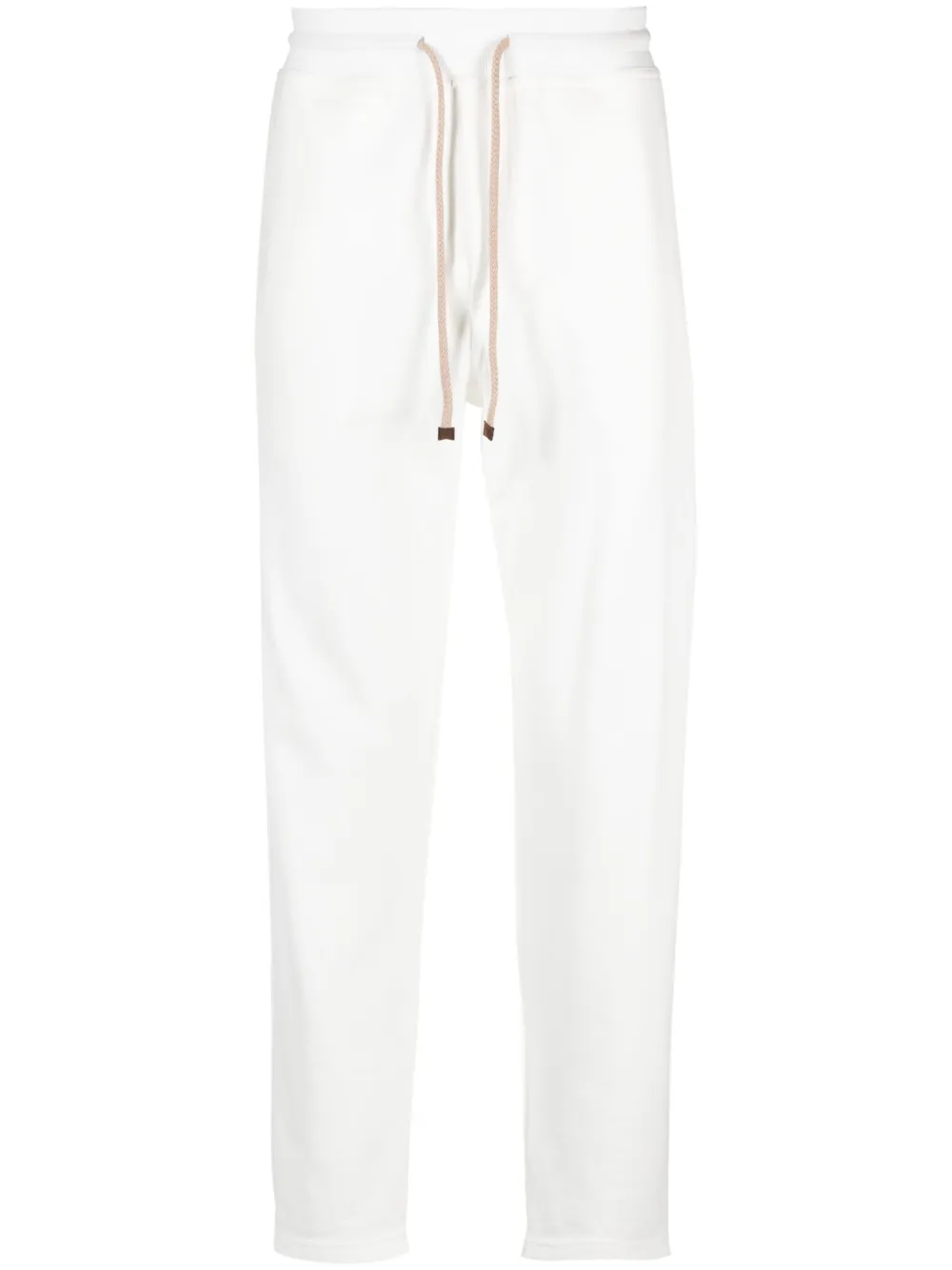 Brunello Cucinelli Tapered Cotton Drawstring Trousers In White