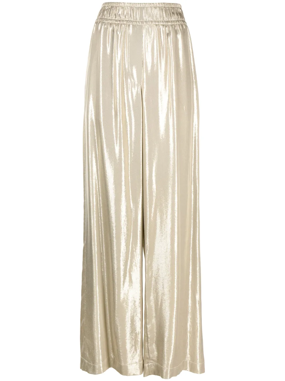 Brunello Cucinelli wide-leg metallic-effect trousers | Gold | Image 1