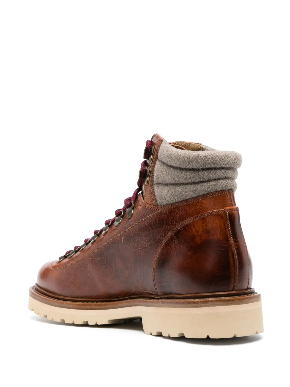  Brunello Cucinelli Padded Ankle Lace-up Boots - Brown 