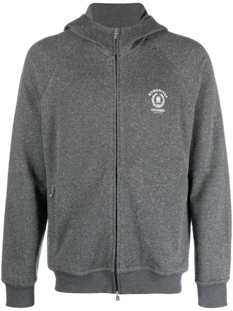 Brunello Cucinelli hoodie con cierre y logo estampado