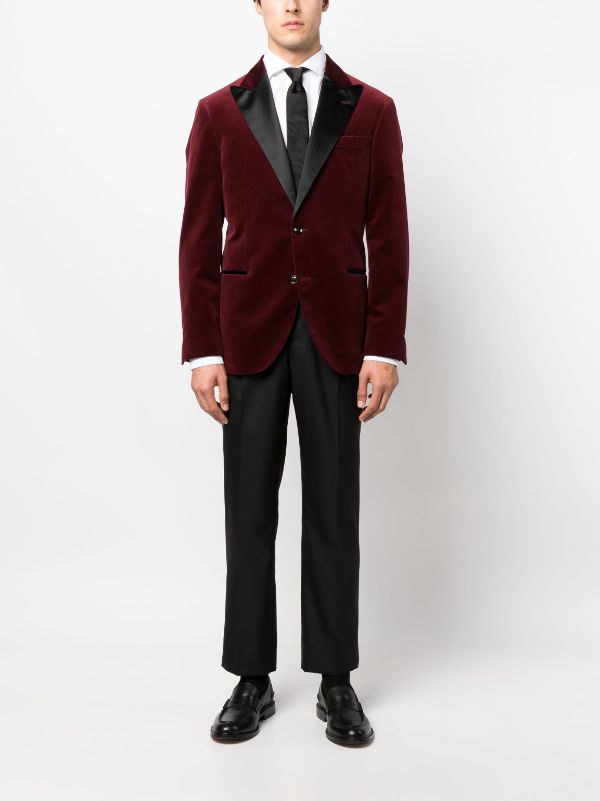 Mens Brunello Cucinelli red Velvet Suit Jacket