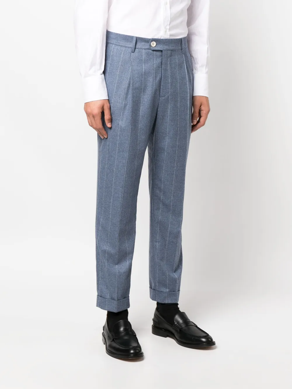 Brunello Cucinelli Pleated Tailored Trousers In Blue