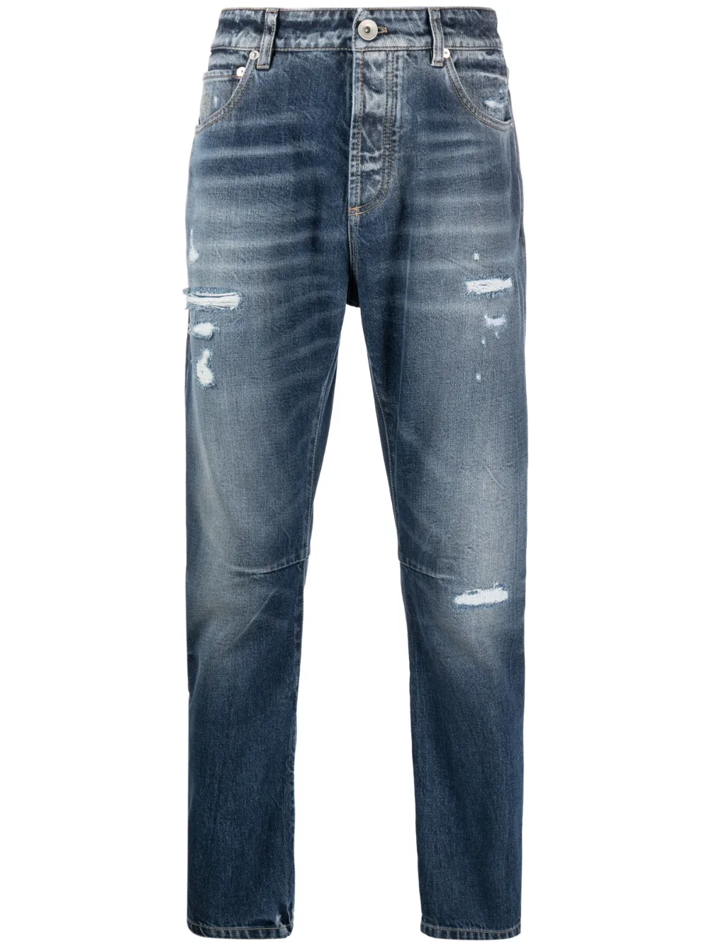 Brunello Cucinelli distressed-finish cotton jeans | Blue | Image 1