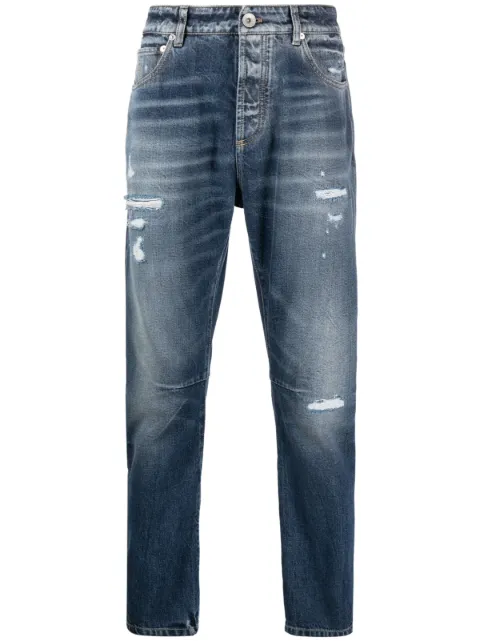 Brunello Cucinelli distressed-finish cotton jeans