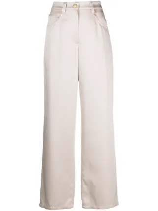 【Brunello Cucinelli】 High-riseワイドレッグウールパンツ Brunello Cucinelli ハイウエスト ワイドパンツ | ニュートラル