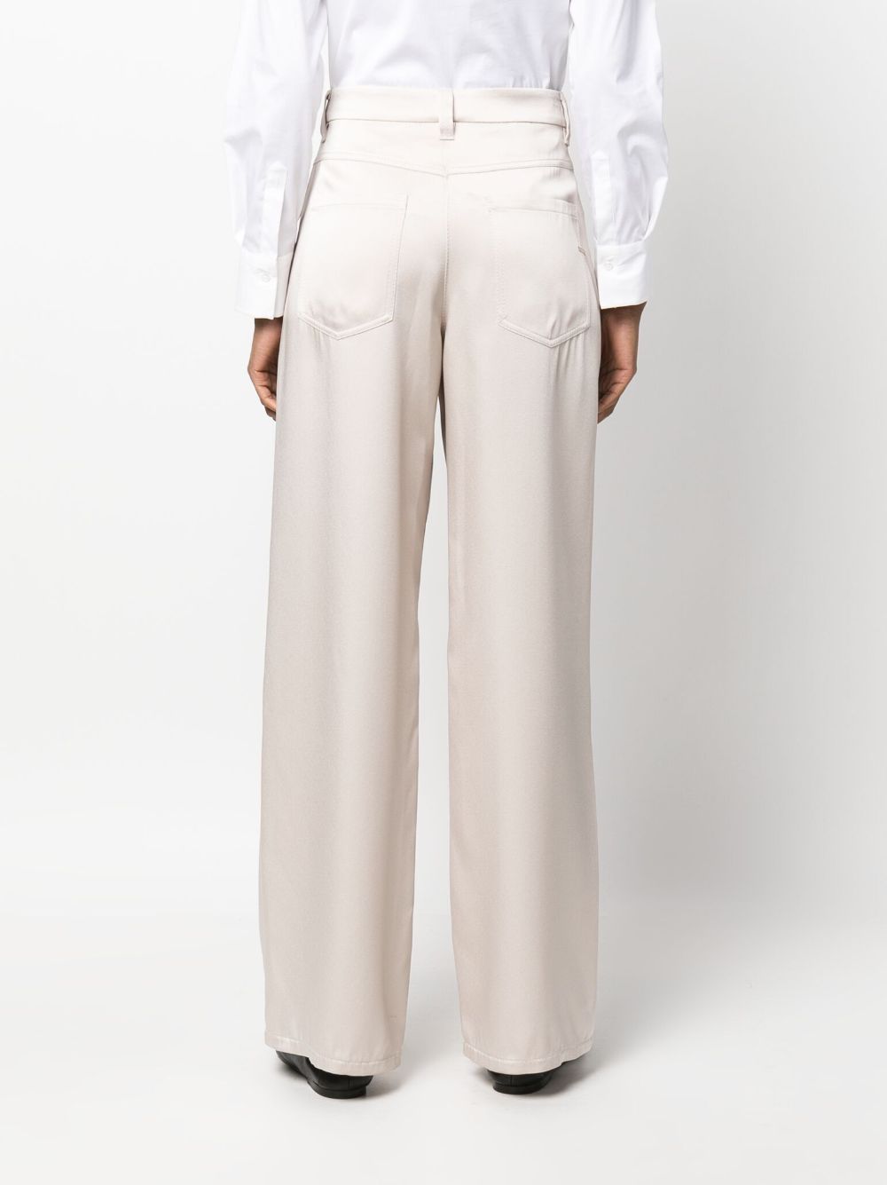 Shop Brunello Cucinelli High-waisted Wide-leg Trousers In Nude