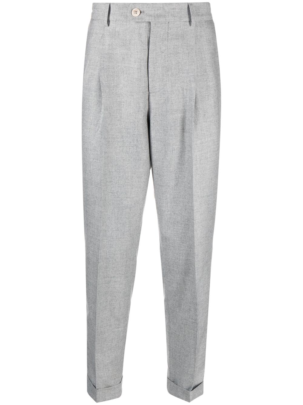 Brunello Cucinelli dart-detailed tailored cotton trousers - Grey