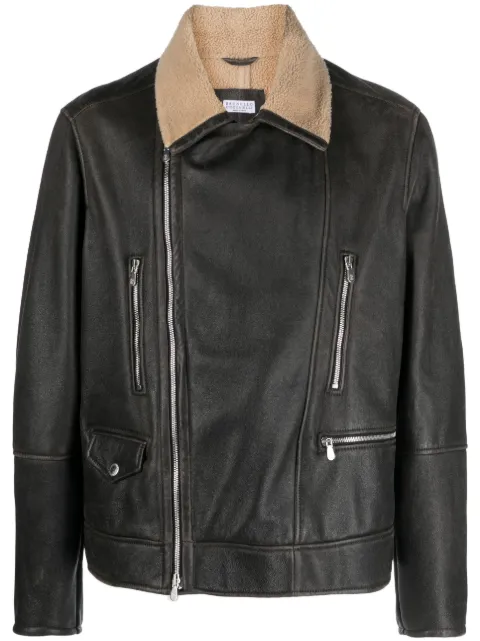 Brunello Cucinelli zip-up leather jacket