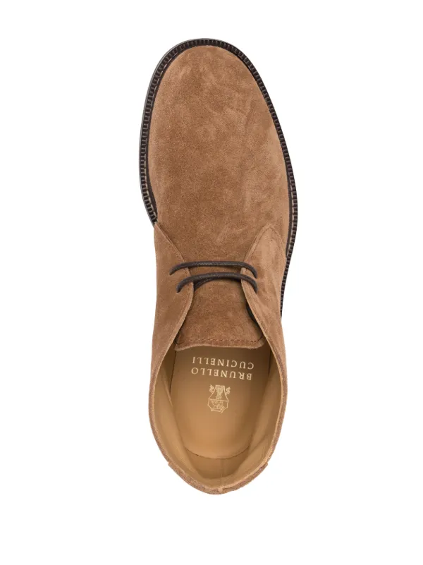 イタリア最高級ブランド【ブルネロクチネリ✴︎スエードレースアップブーツ】グレージュ Brunello Cucinelli レースアップ スエードブーツ | ブラウン