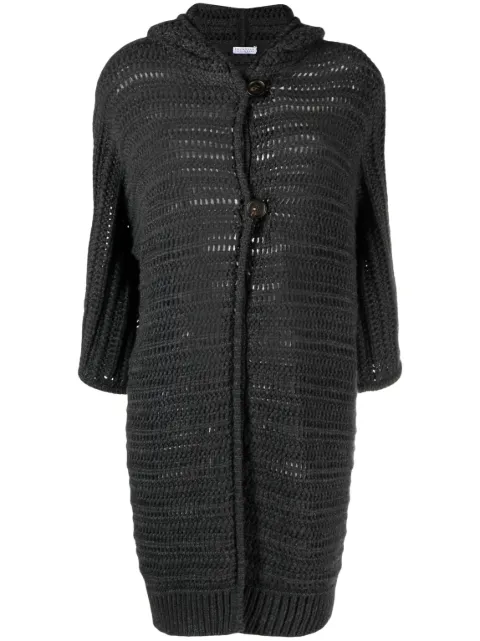 Brunello Cucinelli abrigo estilo cárdigan midi con capucha