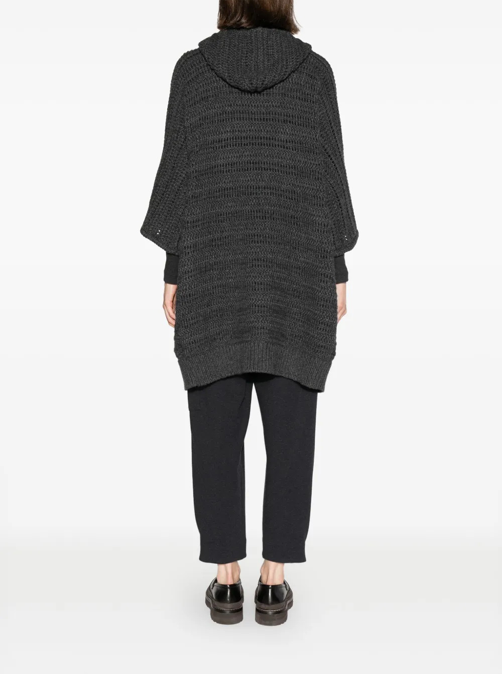 Brunello Cucinelli Hooded Midi Cardi-coat In Grey