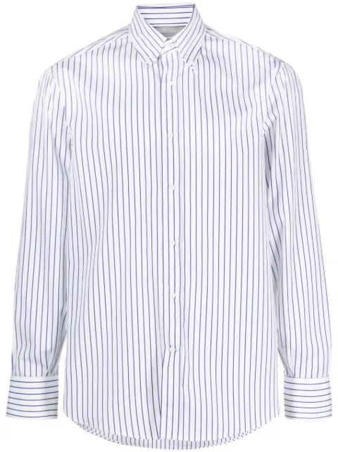 Brunello Cucinelli 条纹排扣棉衬衫