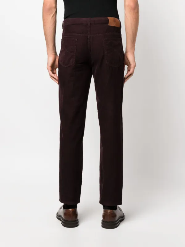 Brunello Cucinelli logo-embroidered Corduroy Trousers | Purple
