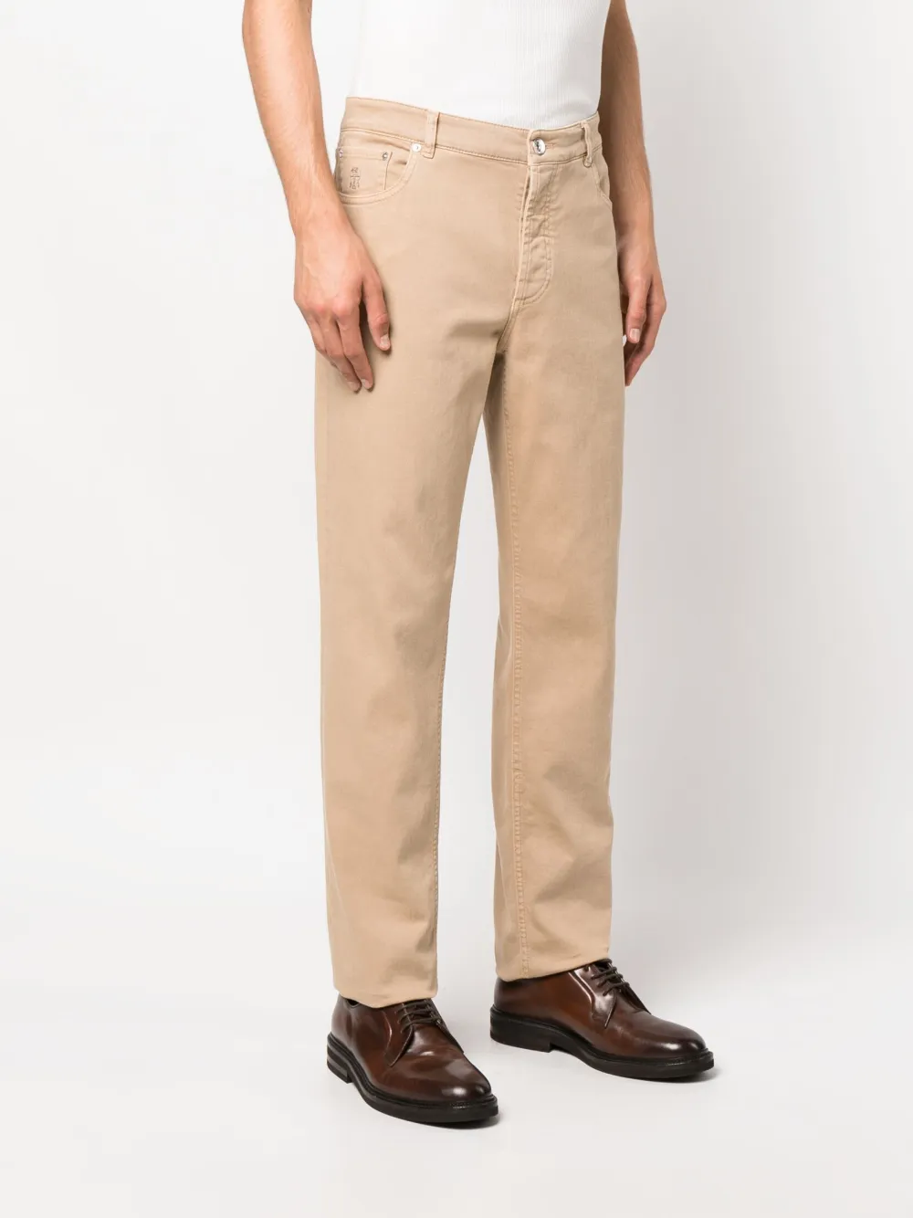 Brunello Cucinelli Garment-dye Straight-leg Jeans In Neutrals