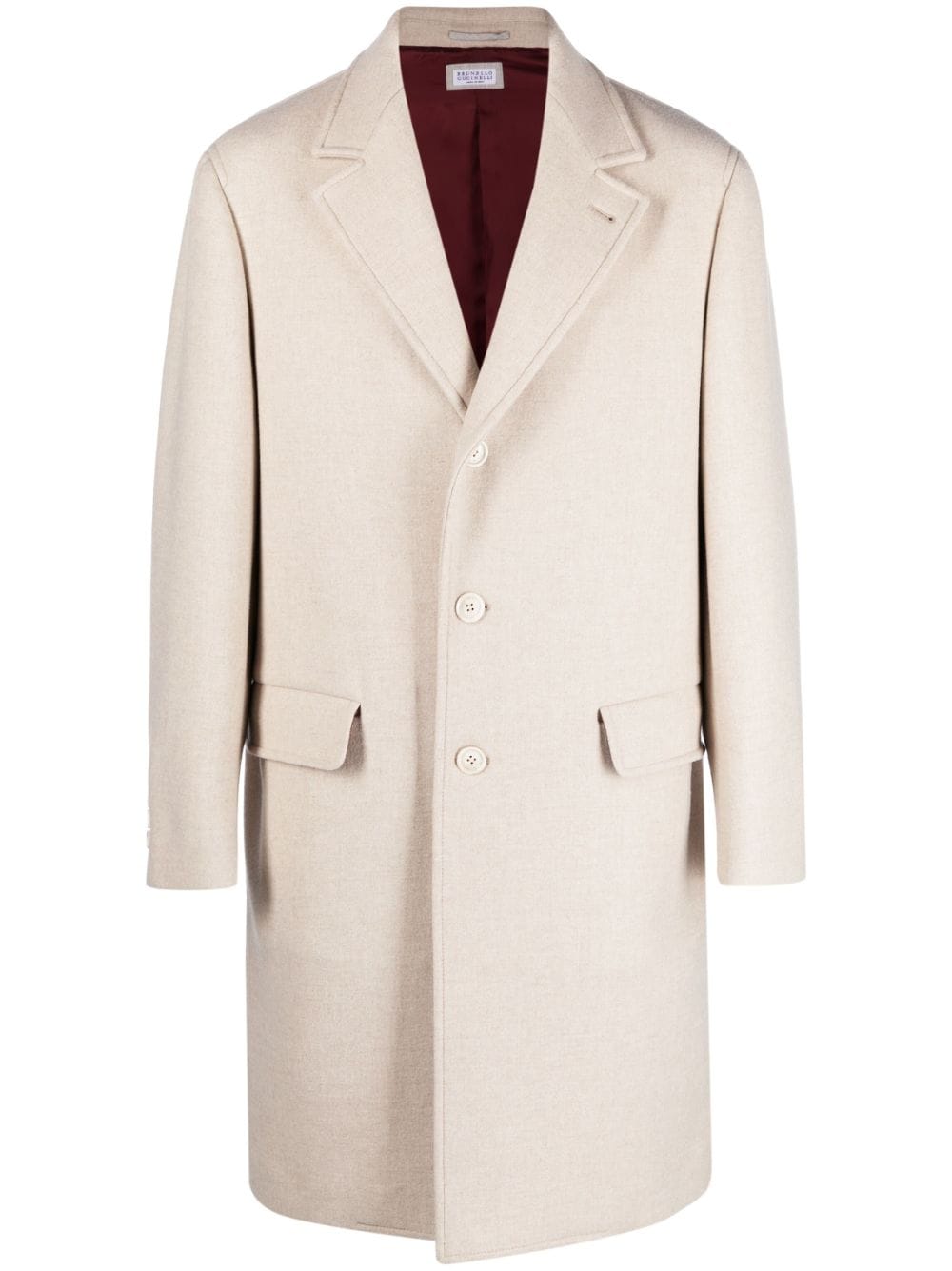 Shop Brunello Cucinelli Notched-lapels Single-breasted Coat In Neutrals