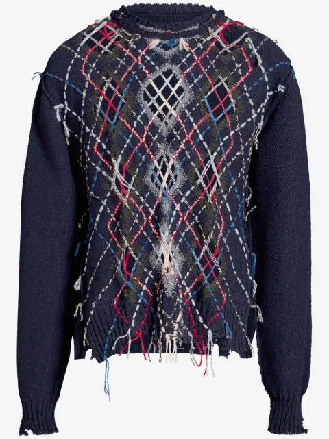 Maison Margiela cut-out intarsia-knit jumper