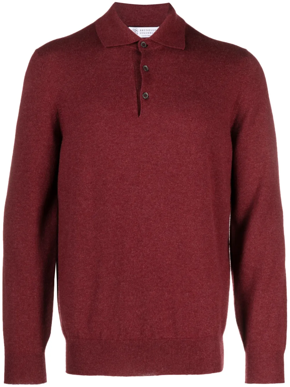 Brunello Cucinelli playera tipo polo de cachemira con botones | rojo | Image 1