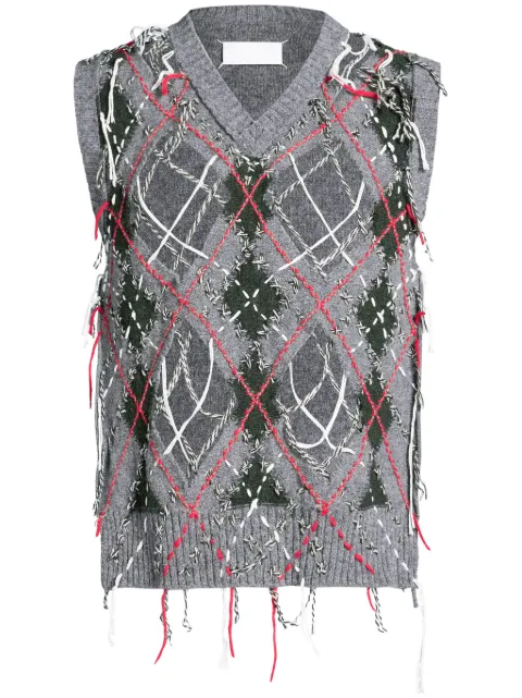 Maison Margiela cut-out intarsia-knit vest