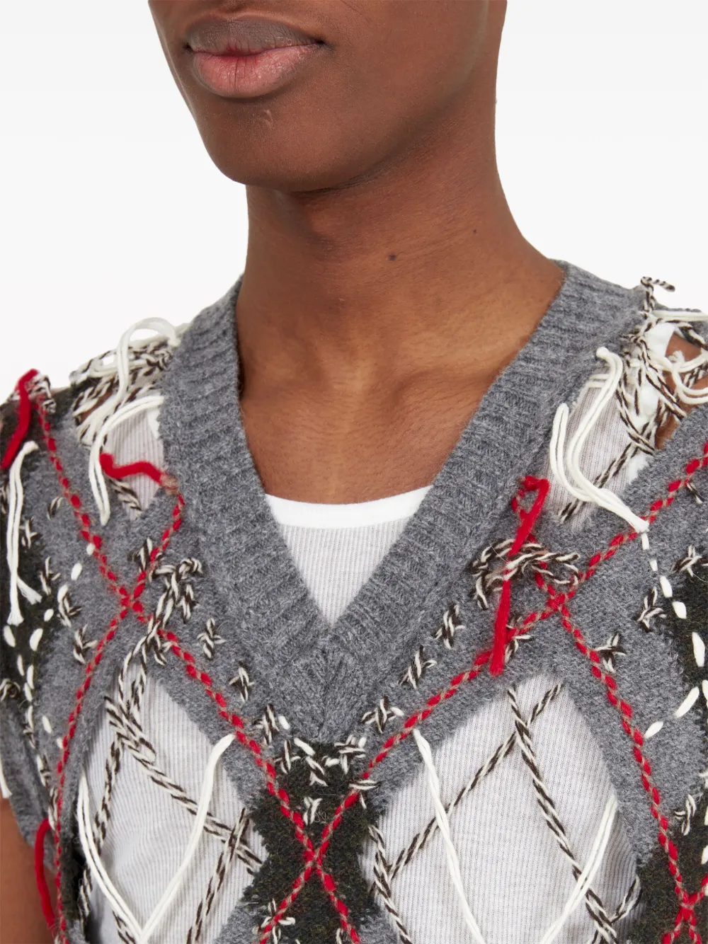 Maison Margiela cut-out intarsia-knit Vest - Farfetch