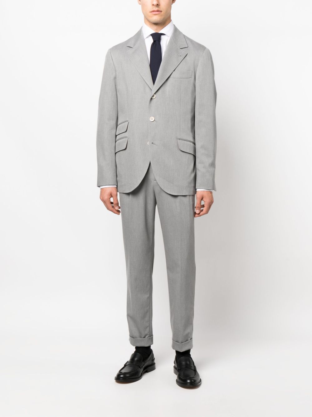 Brunello Cucinelli single-breasted cotton blazer - Grijs