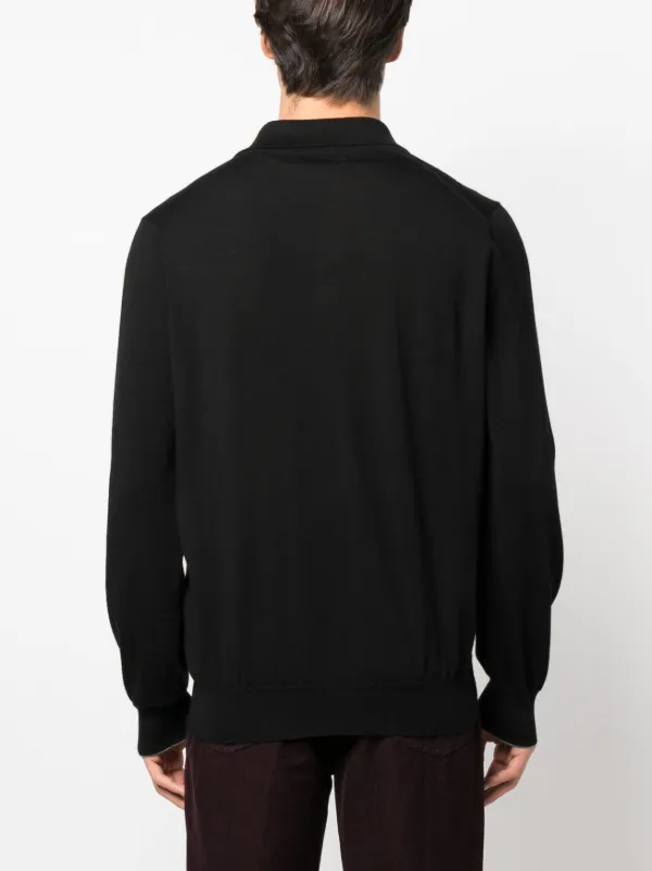 【人気商品】 Brunello Cucinelli ブラック | ポロシャツ ロングスリーブ トップス