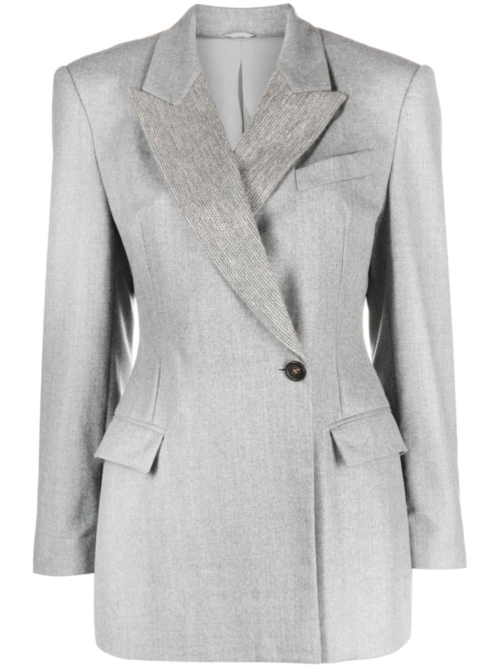 Brunello Cucinelli Single-breasted Button-fastening Blazer In Grey