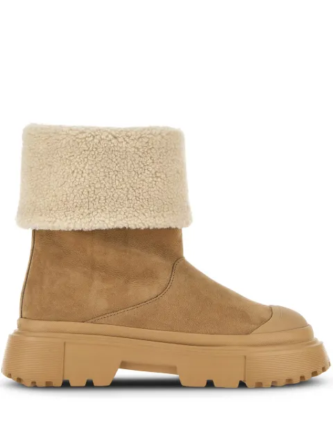 Hogan fleece-trim leather ankle boots