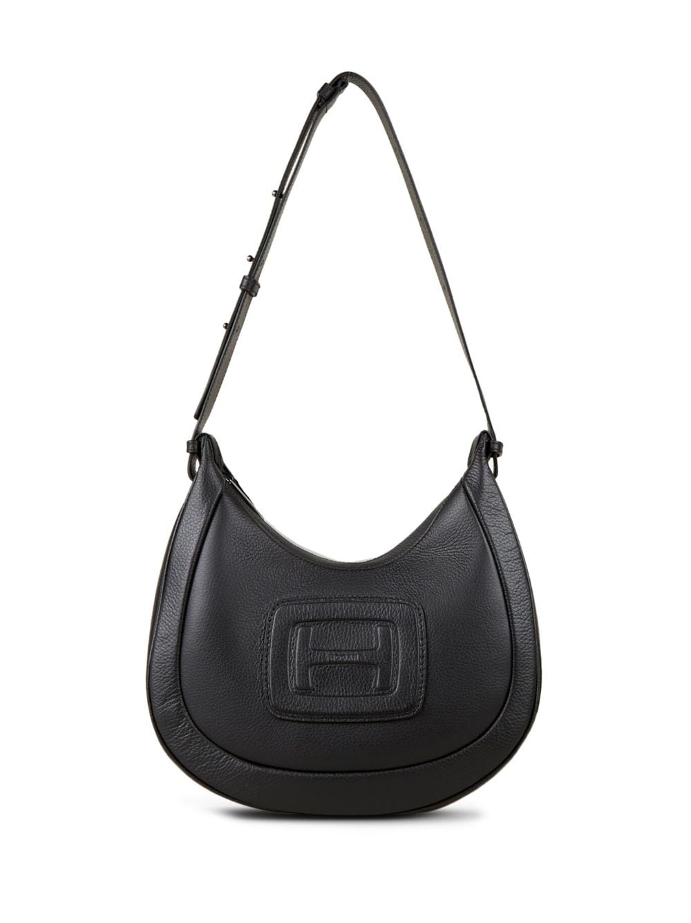 Hogan logo-embossed leather shoulder bag - Black