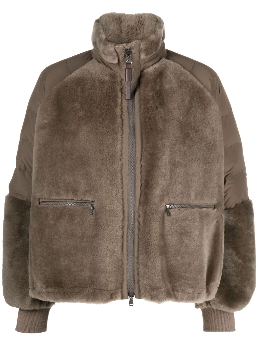 Brunello Cucinelli Brushed Zip-up Jacket In Brown