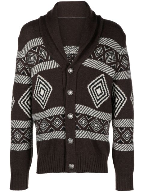 Brunello Cucinelli cashmere pattern-intarsia cardigan Men