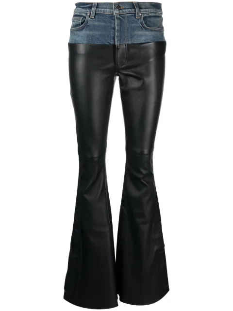 AMIRI - leather hybrid flared jeans