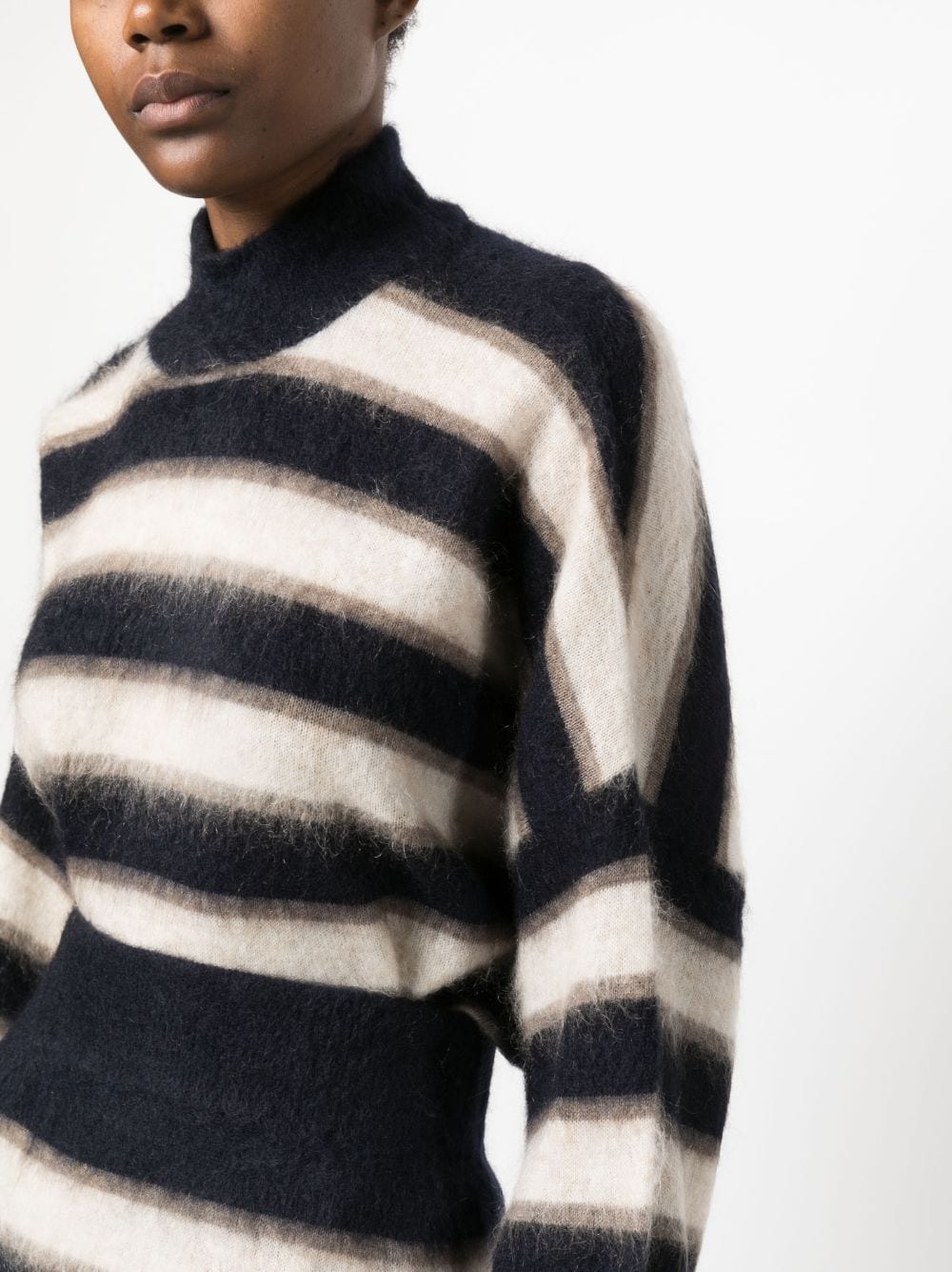 Shop Brunello Cucinelli Striped Fine-knit Jumper In Blue