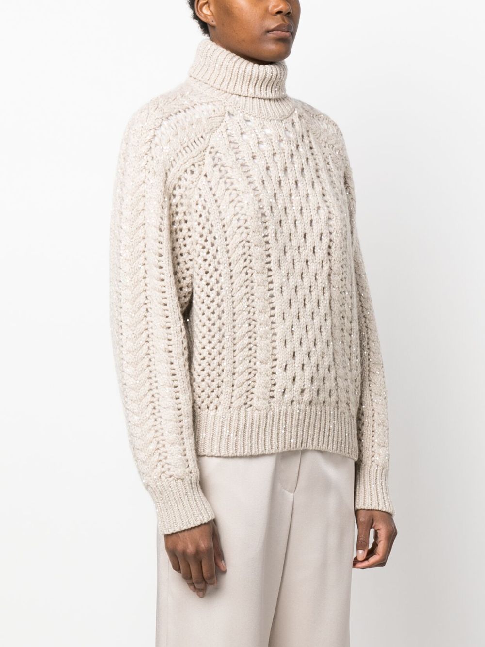 Brunello Cucinelli high-neck crochet-knit jumper Women