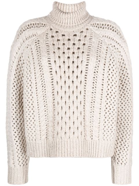 Brunello Cucinelli high-neck crochet-knit jumper Women