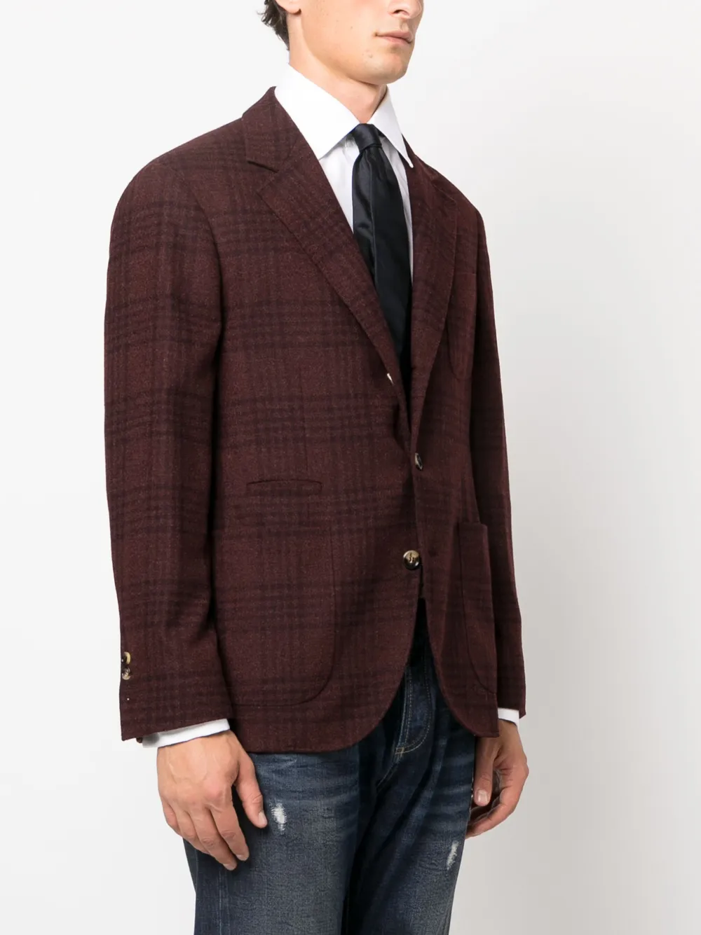 Brunello Cucinelli Blazer met enkele rij knopen Rood