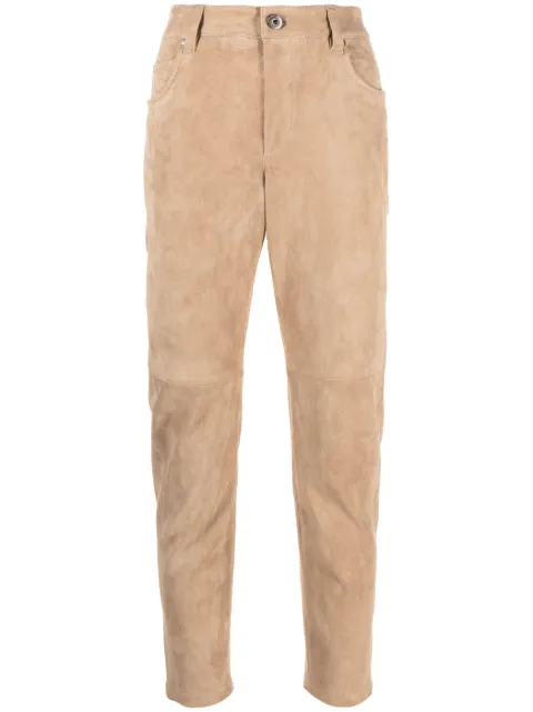 Brunello Cucinelli cropped suede trousers