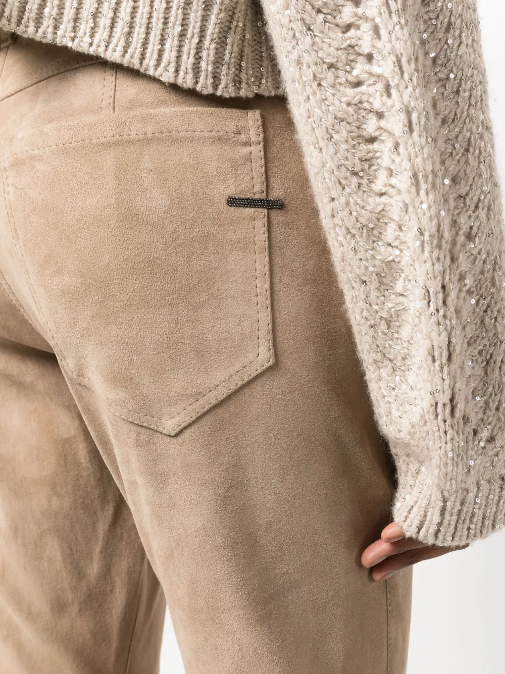 Brunello Cucinelli Suède broek Bruin