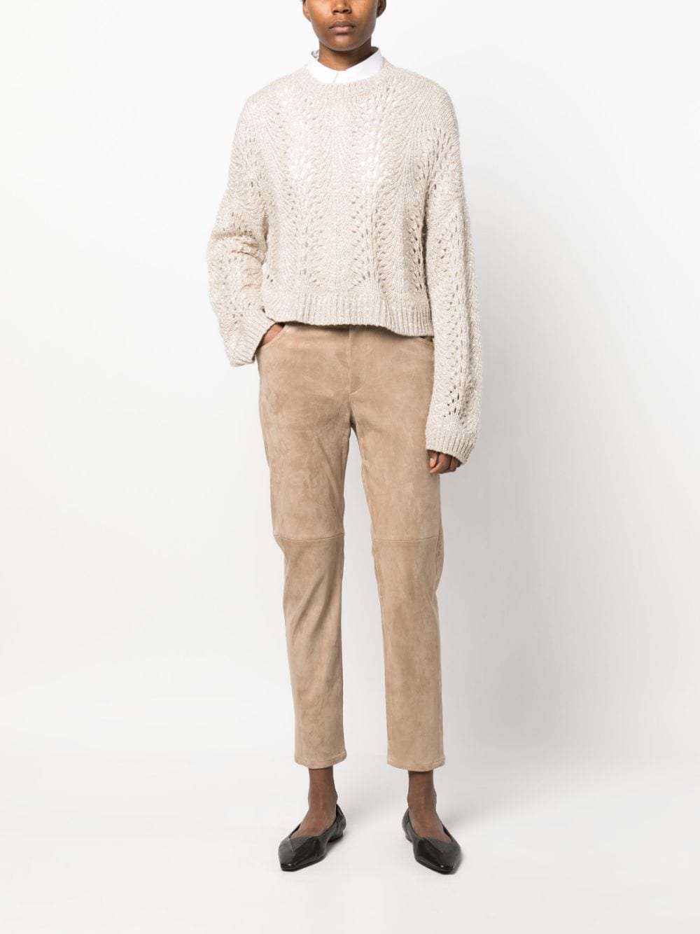 Brunello Cucinelli Suède broek - Bruin