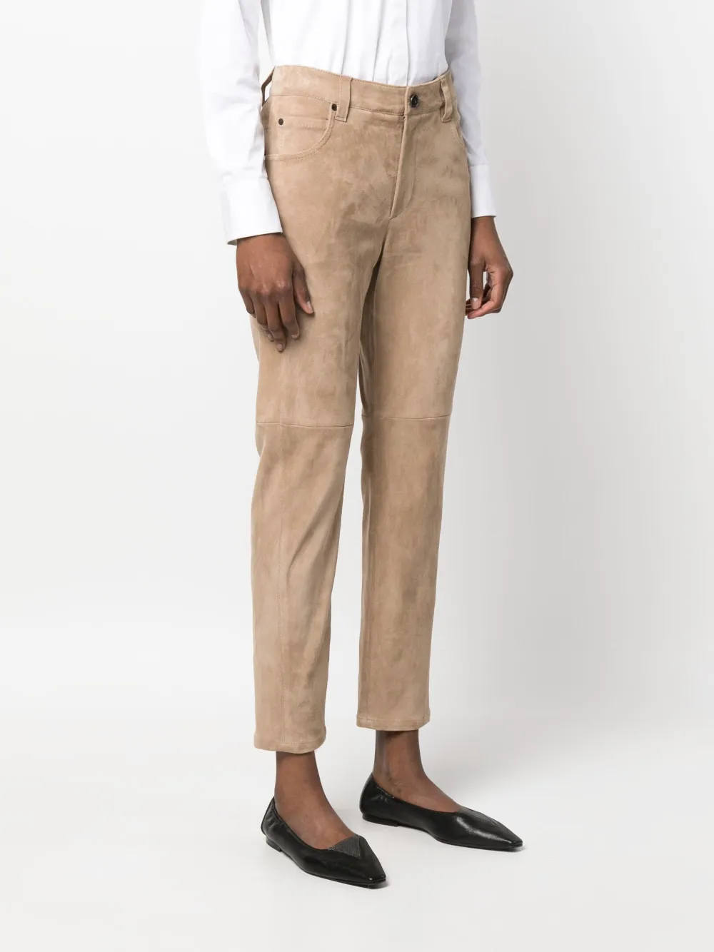 Brunello Cucinelli Suède broek Bruin